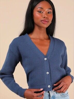 ❤️ NWT! LULUS TOASTY BABE KNIT CROPPED BUTTON UP CARDIGAN SWEATER, XS